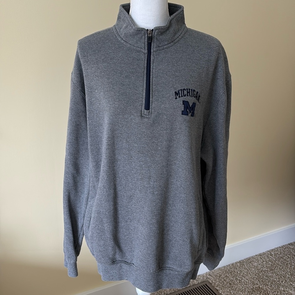 University of Michigan Gray Half Zip Sweatshirt XL